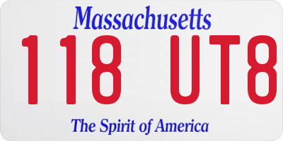 MA license plate 118UT8