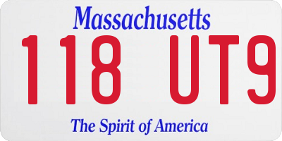 MA license plate 118UT9
