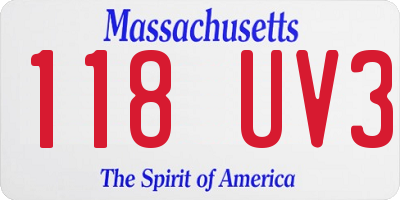 MA license plate 118UV3