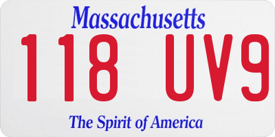 MA license plate 118UV9