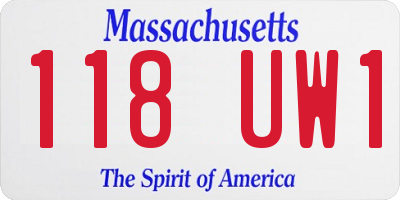 MA license plate 118UW1