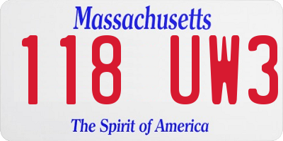 MA license plate 118UW3