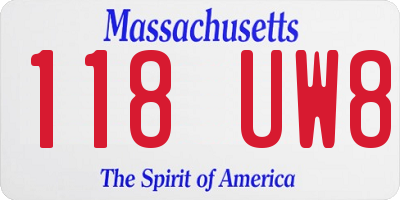 MA license plate 118UW8