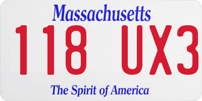 MA license plate 118UX3