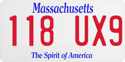 MA license plate 118UX9