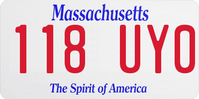 MA license plate 118UY0