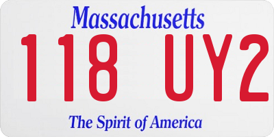 MA license plate 118UY2