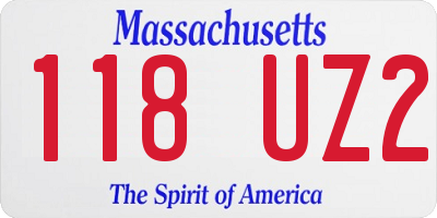 MA license plate 118UZ2