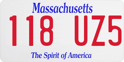 MA license plate 118UZ5