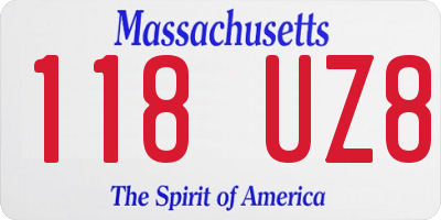 MA license plate 118UZ8