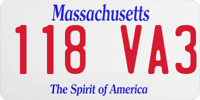 MA license plate 118VA3