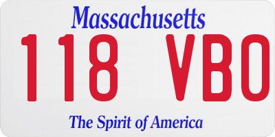 MA license plate 118VB0
