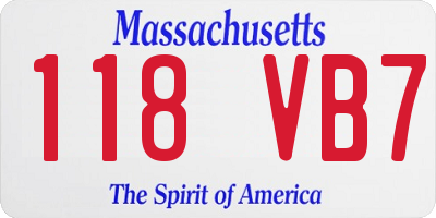 MA license plate 118VB7