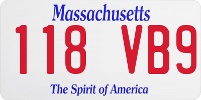 MA license plate 118VB9