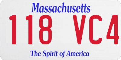 MA license plate 118VC4