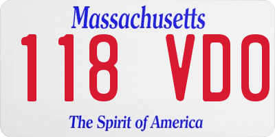 MA license plate 118VD0