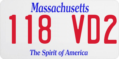 MA license plate 118VD2