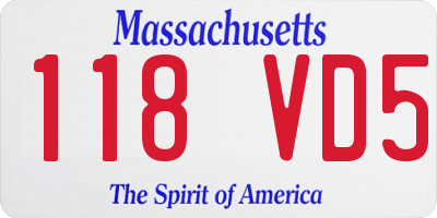 MA license plate 118VD5