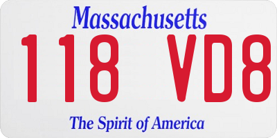 MA license plate 118VD8