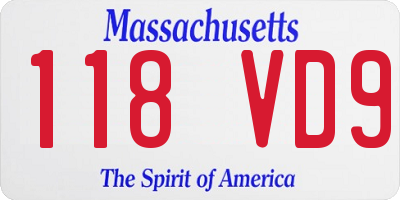 MA license plate 118VD9