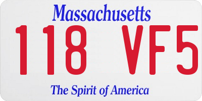 MA license plate 118VF5