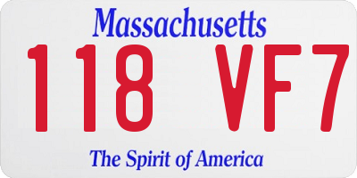 MA license plate 118VF7