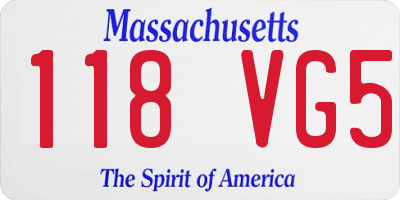MA license plate 118VG5