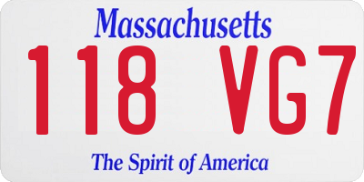 MA license plate 118VG7