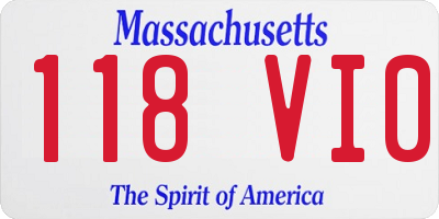 MA license plate 118VI0