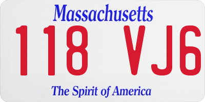 MA license plate 118VJ6