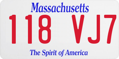 MA license plate 118VJ7