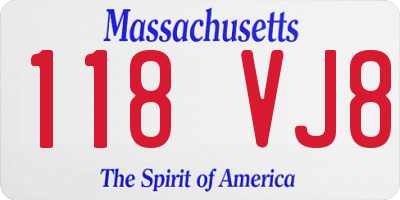 MA license plate 118VJ8