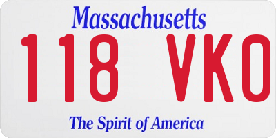 MA license plate 118VK0
