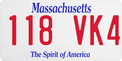 MA license plate 118VK4