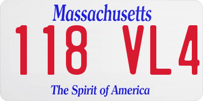 MA license plate 118VL4
