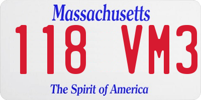 MA license plate 118VM3