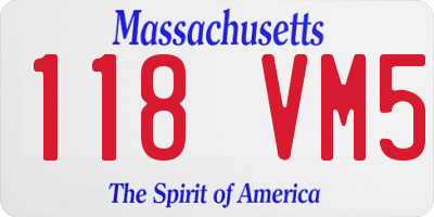 MA license plate 118VM5