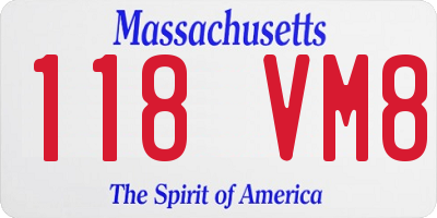 MA license plate 118VM8