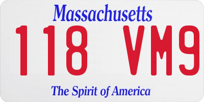 MA license plate 118VM9