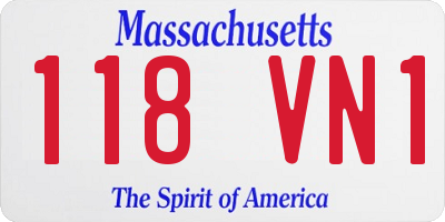 MA license plate 118VN1