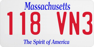 MA license plate 118VN3