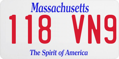 MA license plate 118VN9