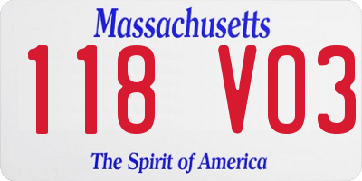 MA license plate 118VO3