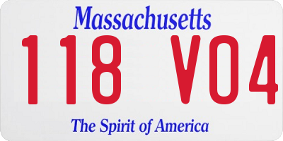 MA license plate 118VO4