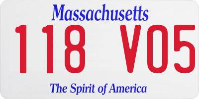 MA license plate 118VO5