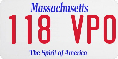 MA license plate 118VP0