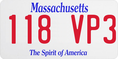 MA license plate 118VP3