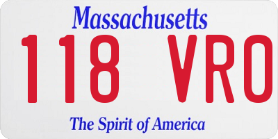 MA license plate 118VR0