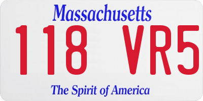 MA license plate 118VR5