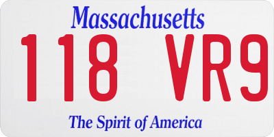 MA license plate 118VR9